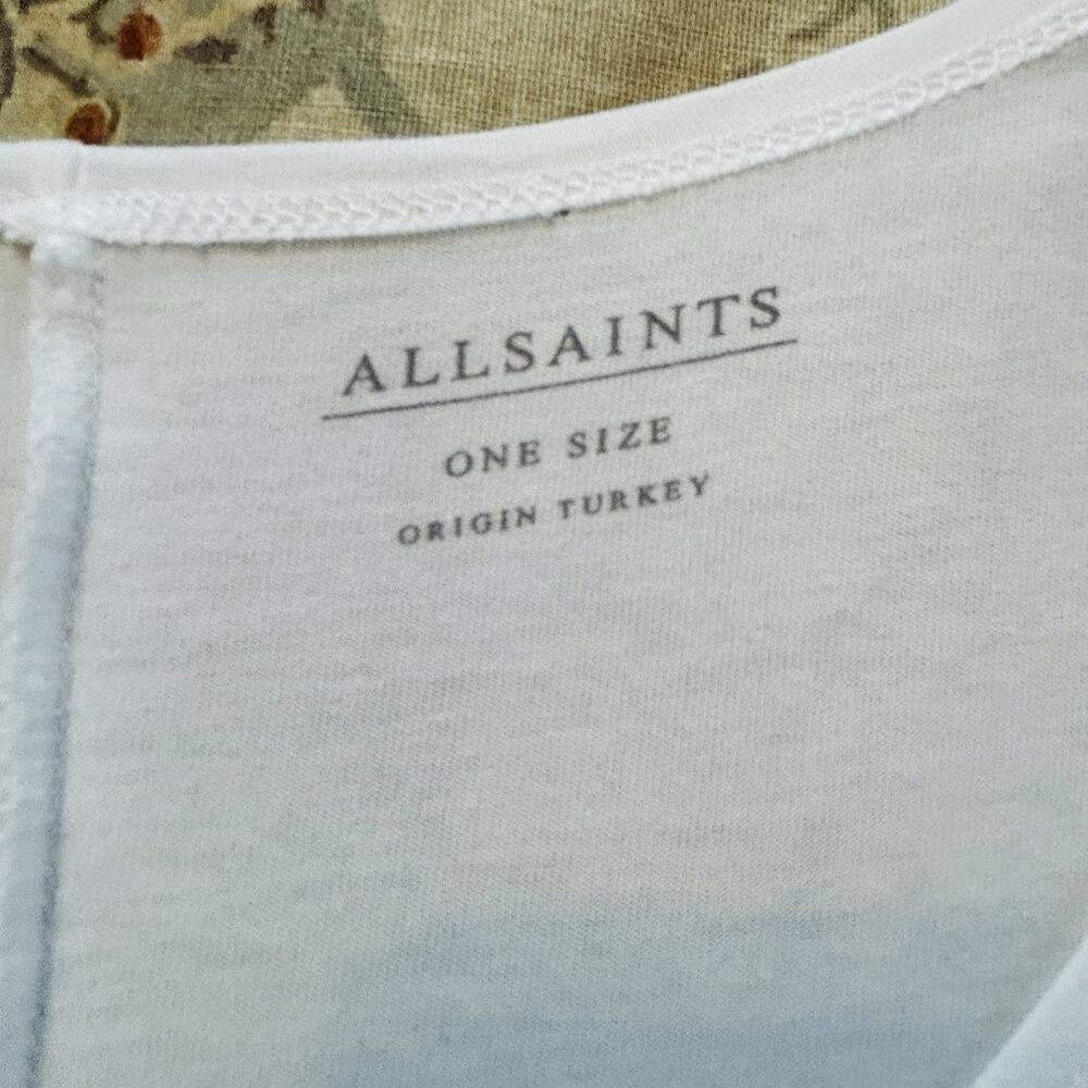 AllSaints White T-Shirt Oversized Scoop Neck One Size OSFM Slouchy Relaxed - Picture 3 of 4